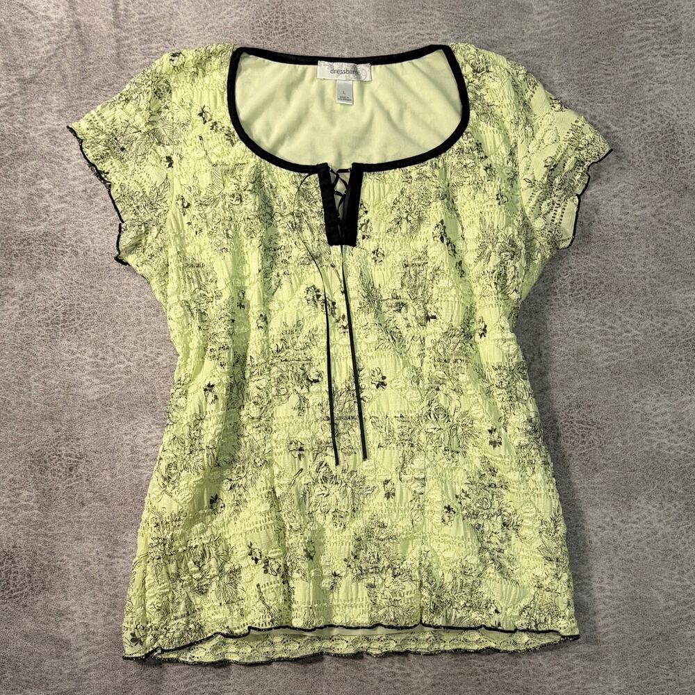 Vintage Ruched Floral Dressbarn Lettuce Hem Blouse